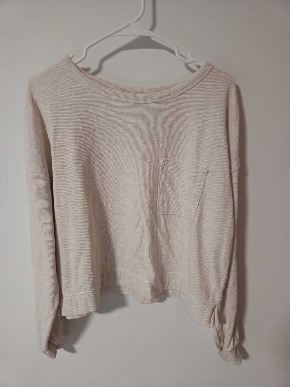 Aerie - Cream Pocket Long-Sleeve Top